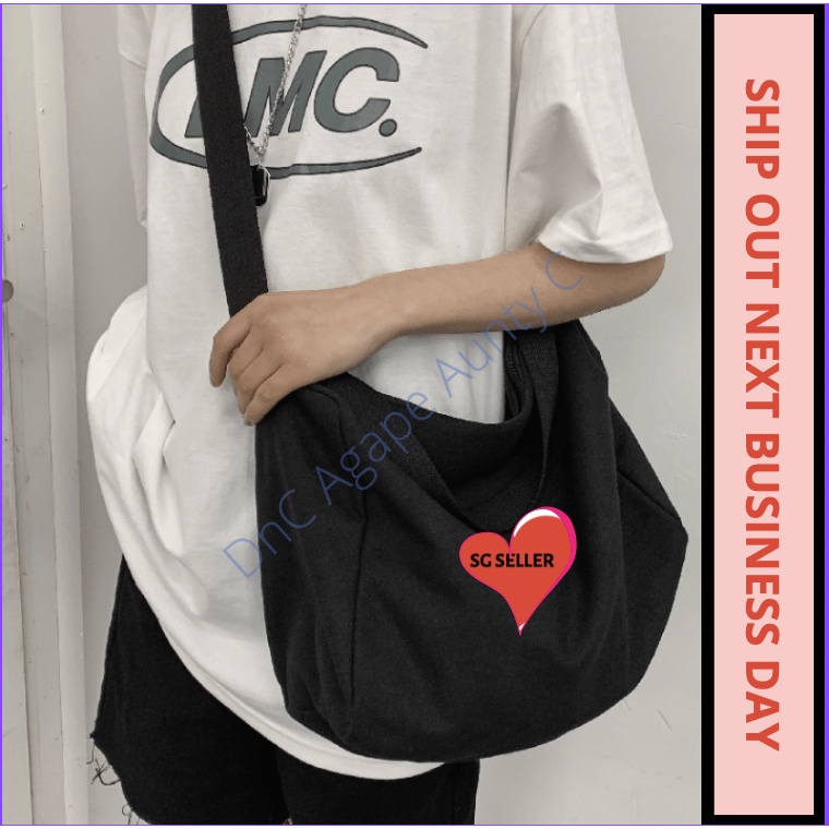 Korean Fashion Ulzzang Canvas Bag Big Capacity Men Ladies Sling Bag Shoulder Bag Crossbody Bag