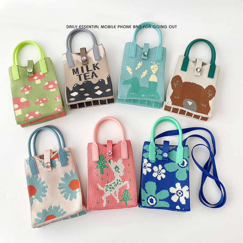 Outside Bag, Cute Knitted Fabric, Reusable, Fashionable for Women, Shoulder BagOutside Bag, Cute Knitted Fabric, Reusable, Fashionable for Women, Shoulder Bag