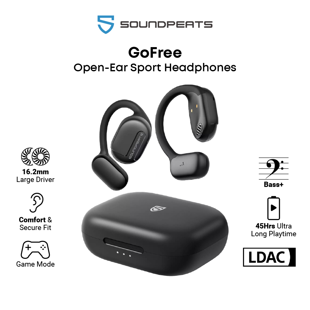 SoundPEATS GoFree Open-Ear Sport Headphones with Hi-Res Audio Wireless, LDAC Codec, Bluetooth 5.3 16.2mm Driver and IPX4