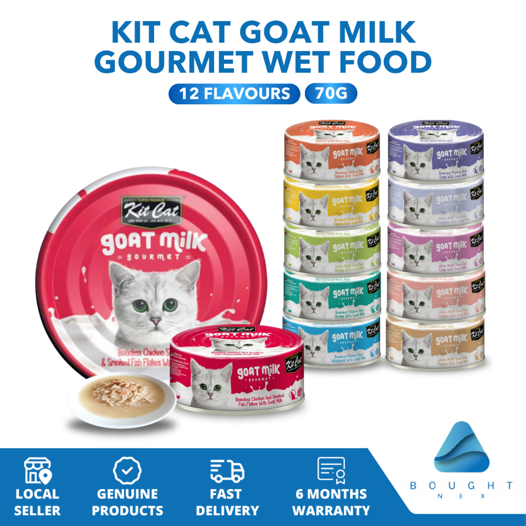 Kit Cat Goat Milk Wet Food 70g - Nutritious Gourmet Flavors, Decreases Inflammation, Good Digestion