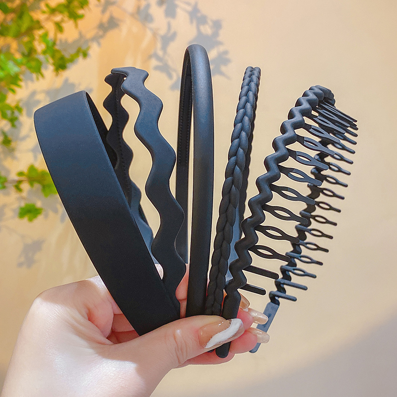 Ins Simple Unisex Multi-Color Frosted Headband Solid Color Face Wash Makeup Mask Anti-Slip Toothed Fixed Broken Hair Headband Outing Home All-Ma